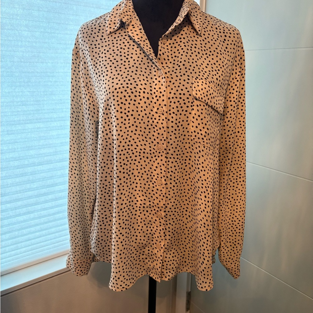 Pleione Black and Cream Polka Dot Blouse - Picture 4 of 5